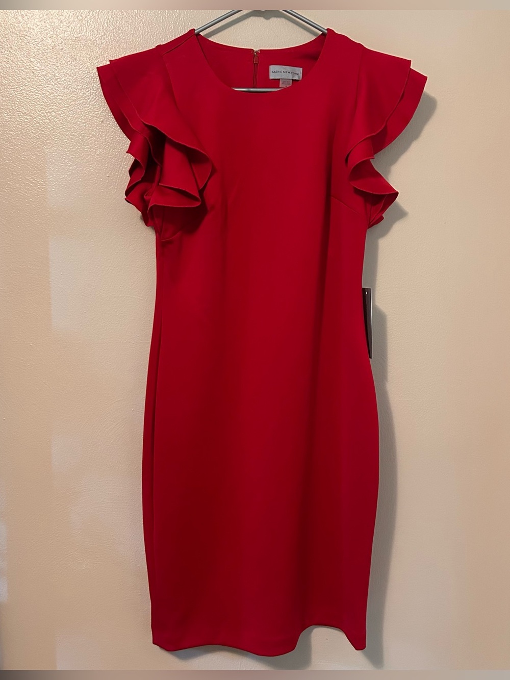 Marc New York Red Ruffle Sleeve Midi Dress